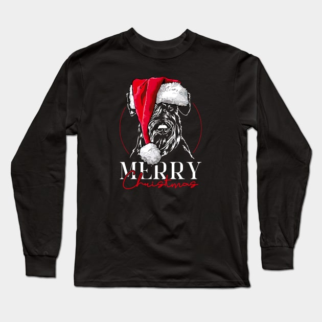 Santa Schnauzer Merry Christmas dog mom gift present Long Sleeve T-Shirt by wilsigns